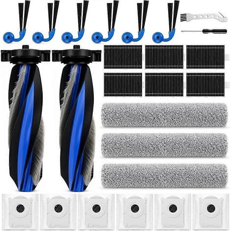 Kit de pièces de rechange pour aspirateur robot laveur ECOVACS DEEBOT T90 Pro Omni/ X9S PRO Omni/ T90 Omni : brosses principales et sacs à poussière. (1/5)