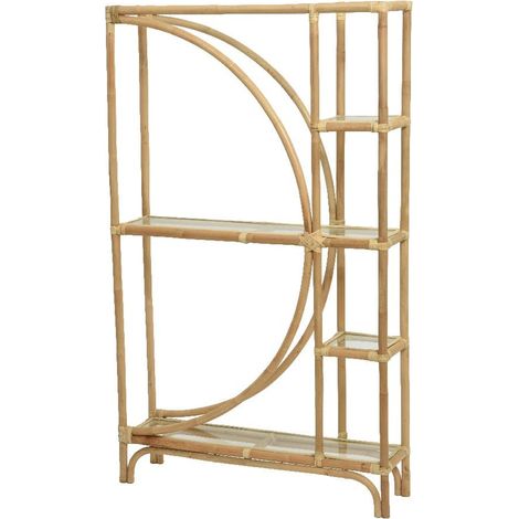Etagère déstructurée en rotin et verre BALI