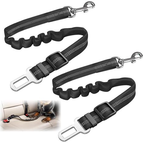 Lot de 2 Ceintures de Sécurité Chien pour Voiture, Attache Nylon Réglable 50-84cm pour Pâques et Carnaval, Harnais avec Amortisseur et Rotation 360° pour Petit et Moyen Chien en Voyage (1/5)