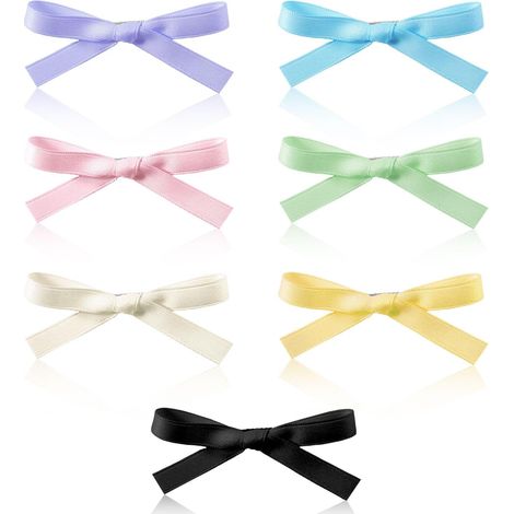 Set di 14 graziosi fermagli per capelli con fiocco in tinta unita per donne e ragazze (rosa, bianco, nero, giallo, verde, blu, viola) (1/5)