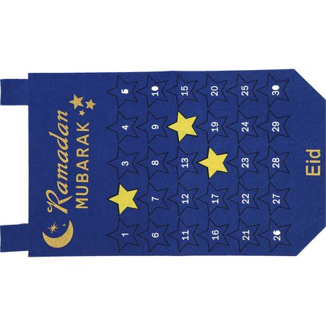 Calendrier de l'Avent Ramadan en Tissu Bleu - Décoration Murale Compteur à Rebours pour Fêtes (1/5)