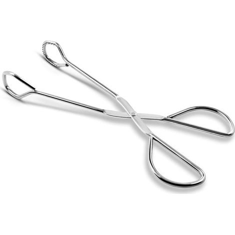 Pinze da cucina robuste in acciaio inox, lunghe 23 cm, con comoda impugnatura ergonomica, forma a forbice, resistenti al calore per grigliare e cucinare. (1/5)