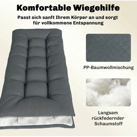 Coussin de palette amovible 198x65x13 cm pour transat extérieur gris foncé (1/5)