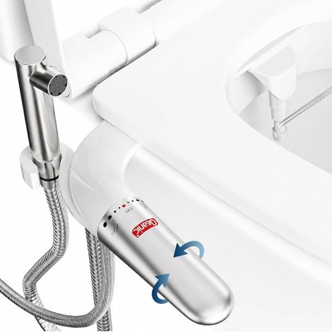 DEANIC 2-in-1 Bidet Aufsatz mit Handbrause, Ultraschlanker WC-Bidet Einsatz, Einstellbarer Wasserdruck mit Ein/Aus-Schalter, Kaltwasser, Nicht Elektrisch (1/5)