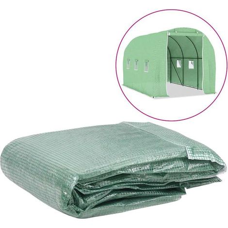 Couverture de remplacement de serre Bâche de rechange Serre de Jardin (6,86m²) 200x343x200cm Vert NSME2353