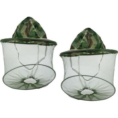 2 Pack Camouflage Apiculture Apiculteur Anti-Moustique Abeille Insecte Mouche Masque Cap Chapeau avec Tête Net Maille Visage Protection Équipement de Pêche en Plein Air (1/5)