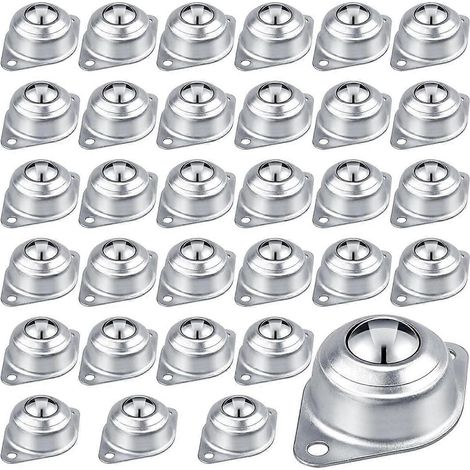 30 roulements à billes de transfert, roulettes à billes en acier au carbone de 1/2 pouce, unité de transfert à billes rondes montée sur convoyeur (1/4)
