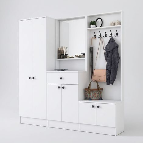 Mueble de entrada recibidor con espejo y perchero Throm (1/5)