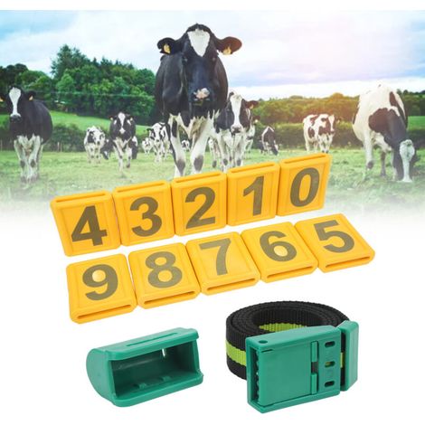 【Cattle Collar】Collier Plastique Résistant Pour Bovins avec Marque-Pas et 10 Plaquettes Numérotées pour Identification Agricole