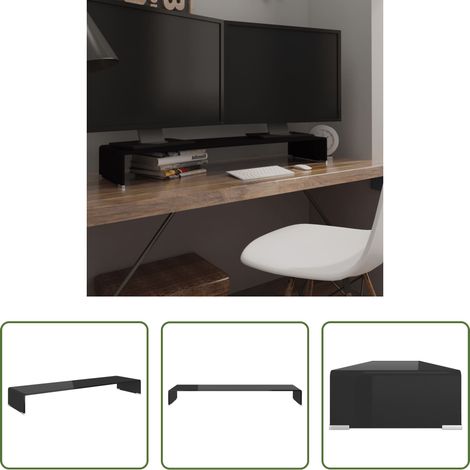 Étagère en verre - Meuble TV/support pour moniteur 110x30x13 cm verre noir (1/5)
