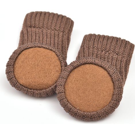 Chaussettes de meubles tricotées antidérapantes pour pieds de chaise, éviter les rayures, réduire le bruit, facile à déplacer, 24pcs, brun (1/2)