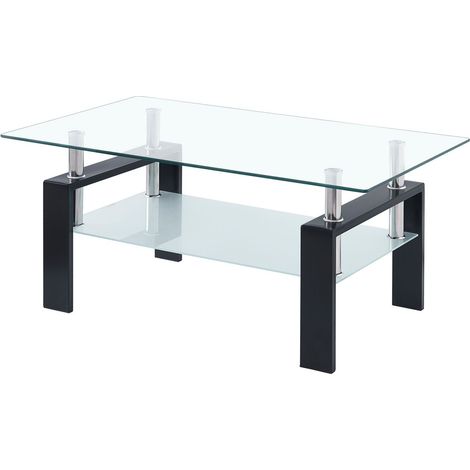 Table basse verre trempé table de salon transparent (1/4)