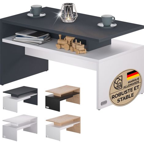 Casaria – Table basse relevable 95x55x50cm – Panneau aggloméré 15mm – Charge maximale 50kg – Rangement sous plateau pour salon (1/5)