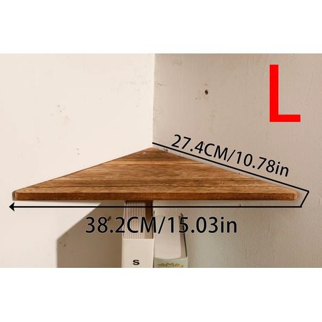 (Étagère murale MS7088) Étagère flottante en bois couleur anthracite, étagère murale triangulaire, présentoir, étagère de rangement d'angle, porte-pot de fleurs, décoration intérieure, cadeaux (1/5)