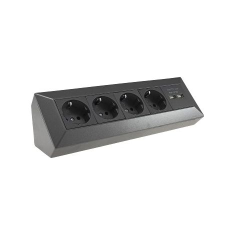Steckdosenblock 4-Fach mit 2x USB-A, Anthrazit (1/5)
