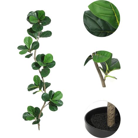 Albero di fico a foglia di violino artificiale, foglie realistiche, vaso incluso, 183 cm (6 piedi) (1/2)