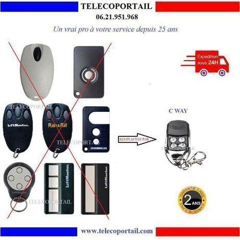 Télécommande TELECOPORTAIL compatible WAYNE DALTON LIFTMASTER PUSH PULL pour porte de garage