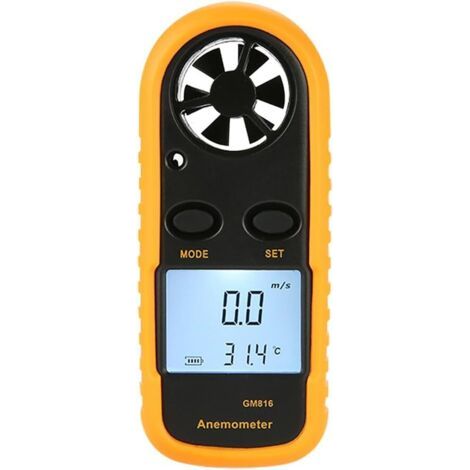 Anémomètre de poche, mini-jauge de vitesse du vent et de température avec écran LCD numérique pour planche à voile, cerf-volant, voile, surf, pêche (1/4)