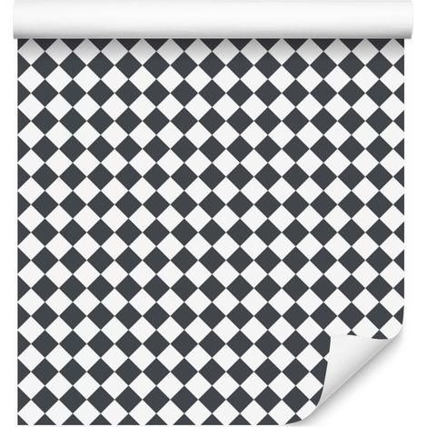 Papel pintado geométrico con rombos en gris, gris claro y grafito, 50x1000 cm. (1/5)
