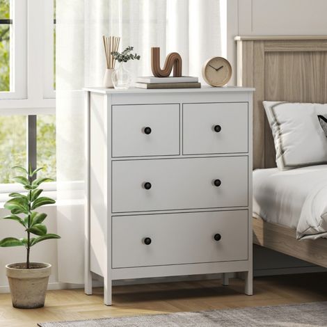 Commode 4 Tiroirs pour Vêtements et Linge de Lit Panneau Particules Blanc Idéale Salon Chambre ou Couloir Rangement Pratique (1/5)