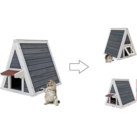Maisonnette pour chat en bois avec 2 Accès - Hauteur 54 cm