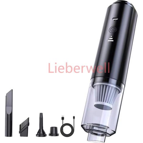 Ensemble de collecteur de poussière de voiture à aspiration puissante, aspirateur électrique sans fil, mini souffleur, aspirateur de voiture à faible bruit,Black-3.7V