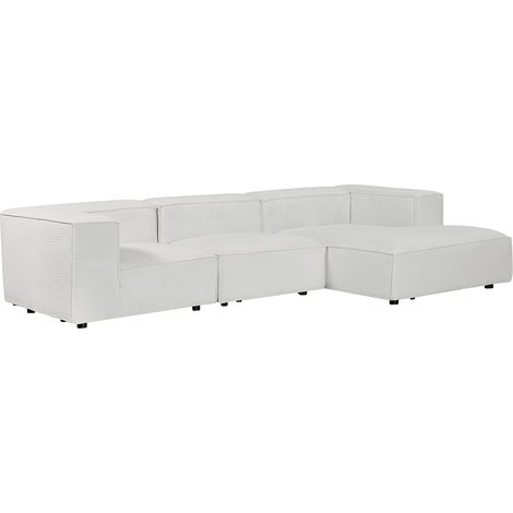 Divano angolare modulabile in velluto a coste beige - RUZOLO