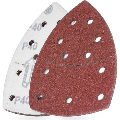 Papier de verre grain 600, tampon de papier de verre triangulaire, fermeture auto-agrippante, 11 trous, rouge, paquet de 100