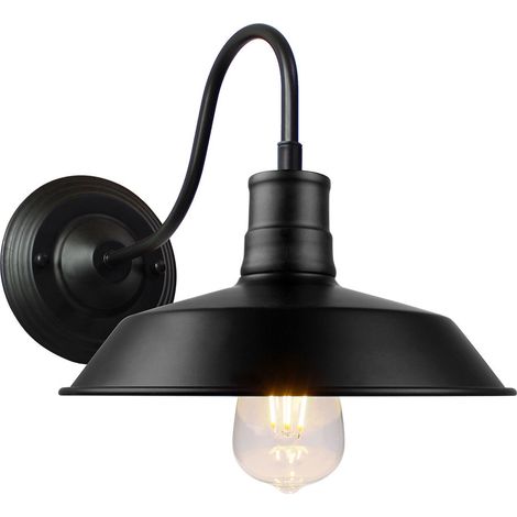 Industrial Wall Light Metal Black Lamp Shade Vintage Wall Sconce Fixtures for Indoor Outdoor
