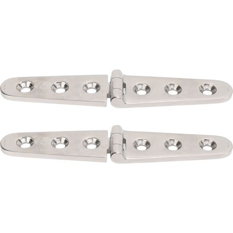 Paire de charnières à sangle robustes avec trous en acier inoxydable 316 pour bateau, quincaillerie pour porte, hangar, grange, 3 trous : 152 x 30 mm/5,98 x 1,18 pouces