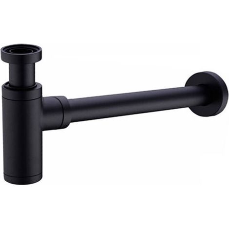 Waschbecken-Siphon aus Messing, universelles Design, verstellbar, geruchsdicht, mattschwarz
