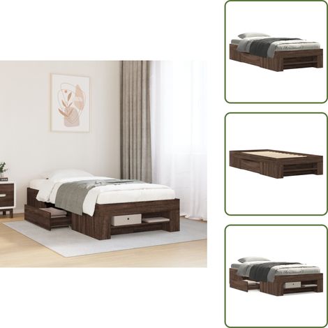 Cadre de lit sans matelas chêne marron 75x190cm bois ingénierie - Cadre De Lit - Cadres De Lit - Meuble De Chambre À Coucher - Lit (1/5)