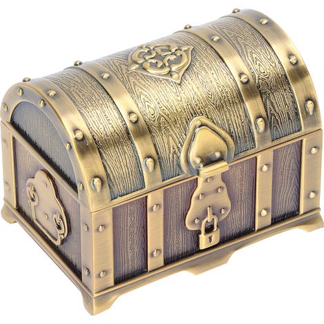 Storage Box Classical Rectangle Vintage Metal Jewelry Case for Women Girls Accessories Earring Necklace CollectionSmall Box (1/5)