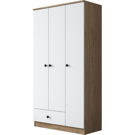 Armoire garde-robe 3 portes avec tiroir et étagères Lovan (1/5)