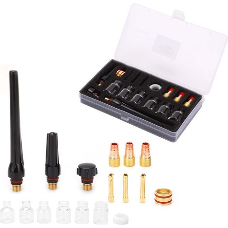Kit de torche de soudage : buse en verre, queue de pistolet, pince en tungstène, anneau en silicone, accessoires pour soudeur (1/5)