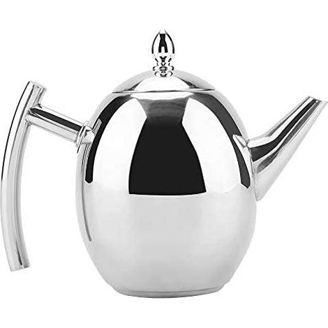 Théière en acier inoxydable avec infuseur, filtre à thé amovible pour la dispersion des feuilles (1,0 l, couleur olive (argent)) (1/3)