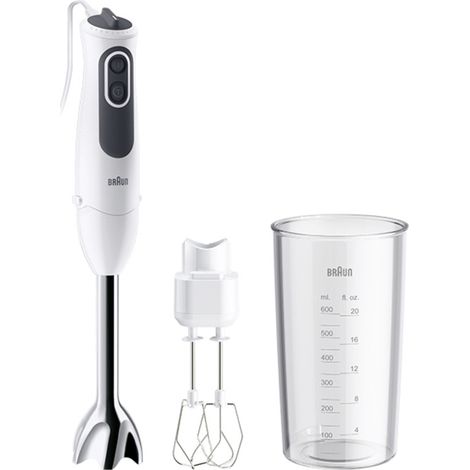Braun 4193-MQ3105B HB BRAUN WH Stabmixer 750 W mit Messbecher, mit Mixbecher, Turbofunktion Weiß-Gra (1/5)