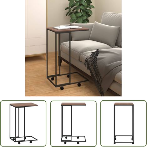 The Living Store Beistelltisch mit Rollen Schwarz 40x30x63,5 cm Holzwerkstoff - Couchtisch - Beistelltisch - Side Table - Holzwerkstoff - Metalltisch (1/5)