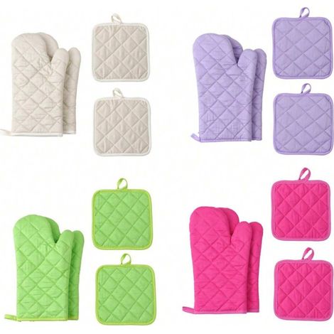 Set de 1 Pièce de Gants de Four Antiadhésifs et Maniques, Résistants à 500°F, Extra Épais et Antidérapants, Outils de Cuisine, Cadeau pour les Fêtes (Violet) (1/4)