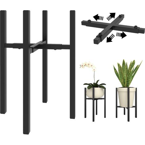 Supporto per piante regolabile per interni ed esterni, supporto in metallo da 24 a 38 cm, supporto da terra per vasi, adatto per la decorazione di giardini e case - nero (1/5)