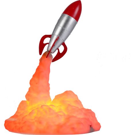 Luz nocturna LED USB recargable 3D Rocket de 800 mAh, 17,5 cm, diseño preciso, decoración para habitación infantil, regalo para niños. (1/5)