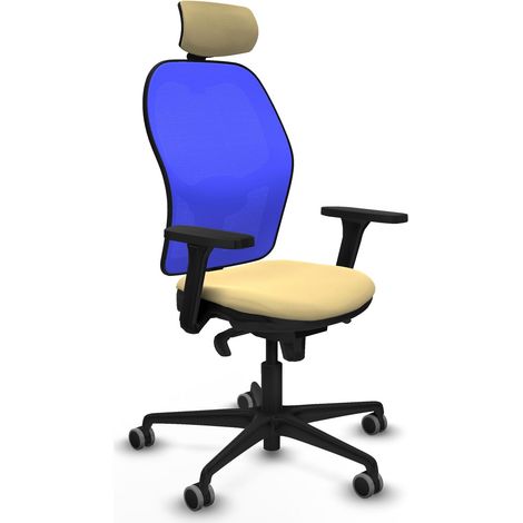 Sedia da ufficio piqueras y crespo Jorquera blu rete crema
