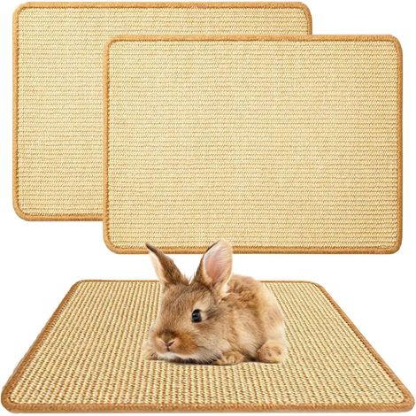 Juego de 2 alfombrillas rascadoras naturales para conejos, alfombrillas para el cuidado de garras y dientes, alfombrillas para jaulas de conejos, juguetes para masticar para jaulas de conejos, lecho p (1/5)