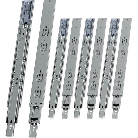 Randaco 4 Paar Schubladenschienen 450 mm Vollauszug, 3-teilig, Softclose mit Selbsteinzug, 45 kg Tragkraft, Schubladenauszug aus Stahl (1/5)