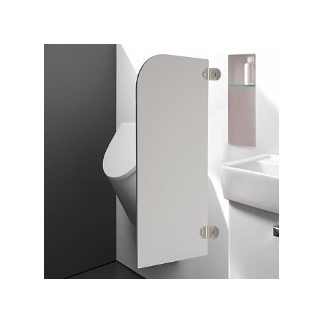 Cloison d'urinoir WC, cloison de séparation murale pour urinoir avec trous pré-percés, brise-vue pour lieux publics, 40 x 90 cm (angle rond) (1/5)