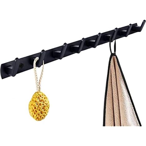 Porte-manteau mural avec 8 crochets, crochet mural noir, porte-manteau mural moderne, convient pour le salon, l'entrée, la chambre, la cuisine, la salle de bain, etc. (1/5)