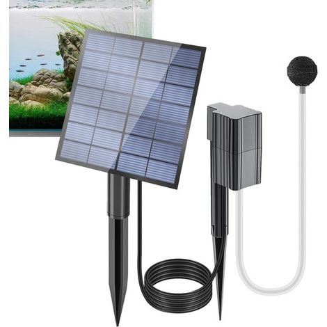 Solar-Teichbelüfter – Aquariumpumpe – Sauerstoffanreicherung für Wasserlebewesen – Umweltfreundlicher Betrieb – 11 x 11 x 21,5 cm – Schwarz (1/5)