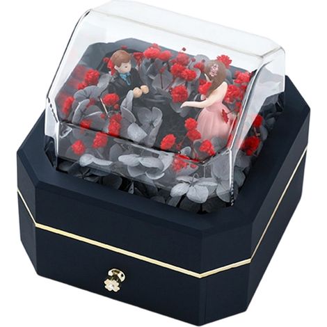 Caja Regalo Floral - Caja Joyero con Flores Secas - Caja para Collar o Accesorios - Ideal para Bodas y Cumpleaños - 1 Unidad (1/5)