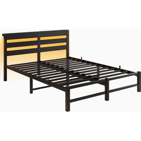 Letto in metallo 140x200 con LED RGB, 2 porte USB e contenitore sottoletto (1/5)