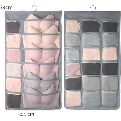 royaluxe - 2PCS Rangement à Suspendre Sac Organisateur de sous-vêtements pour Armoire Double-Face Penderie Placard Cintre étagères pour Les Soutiens-Gorge, sous-Vêtements, Cravates, Chaussettes, 30 Po (1/4)